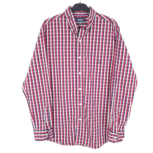 Mens Red Chaps Stretch Long Sleeve Shirt