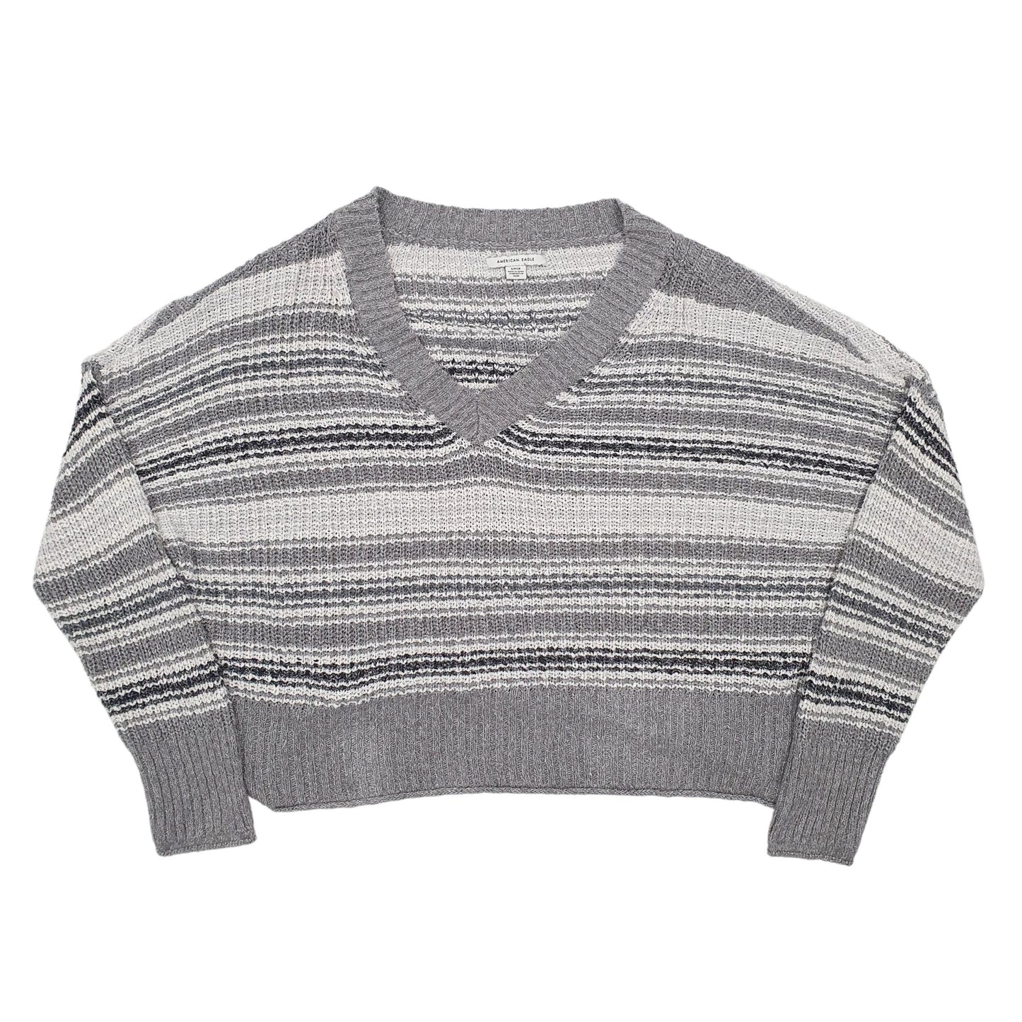 Womens Grey American Eagle Knit V Neck Jumper