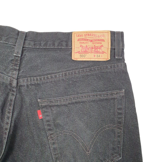 Mens Black Levis Denim Jeans Jorts 550 Relaxed Baggy Denim Shorts