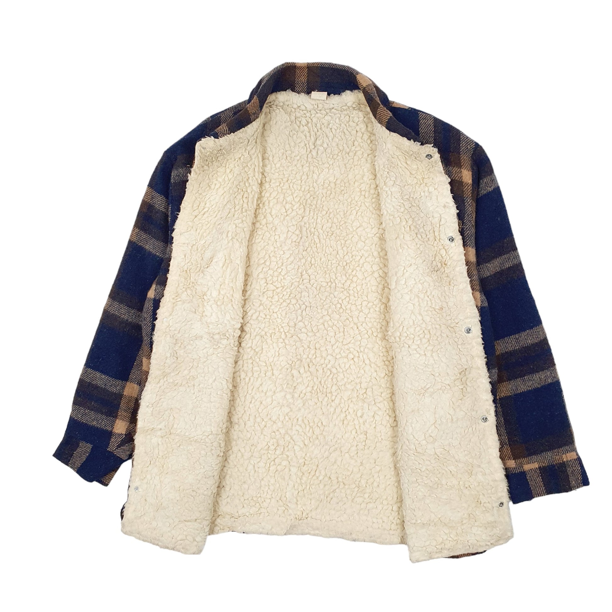 Mens Navy Unbranded Vintage 1980s Plaid Mackinaw Shacket  Coat