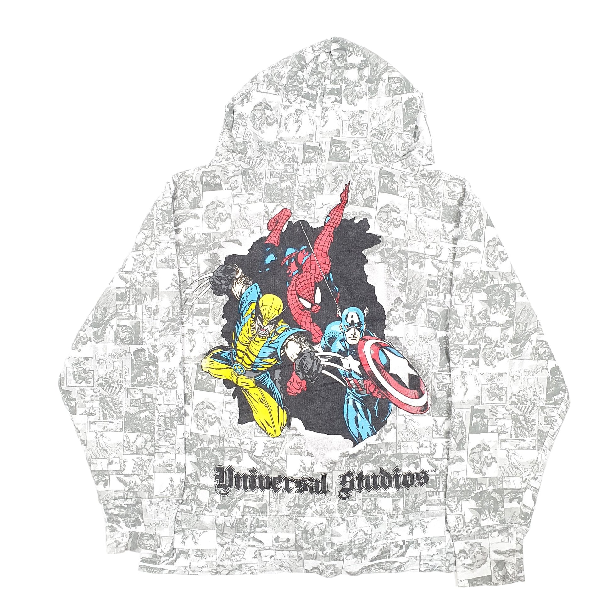 Womens Yellow Universal Studios Marvel Comics Heroes Hoodie Wolverine Captain AmericaSpiderman Full Zip Jumper