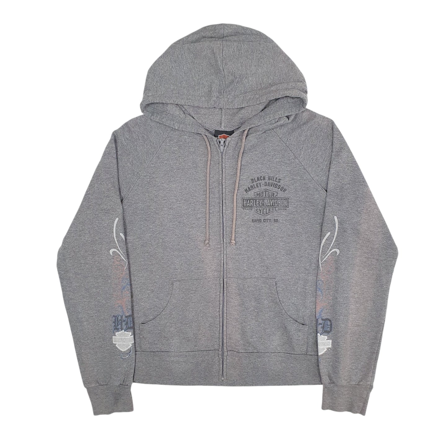 Womens Grey Harley Davidson Hoodie Full Zip Jumper