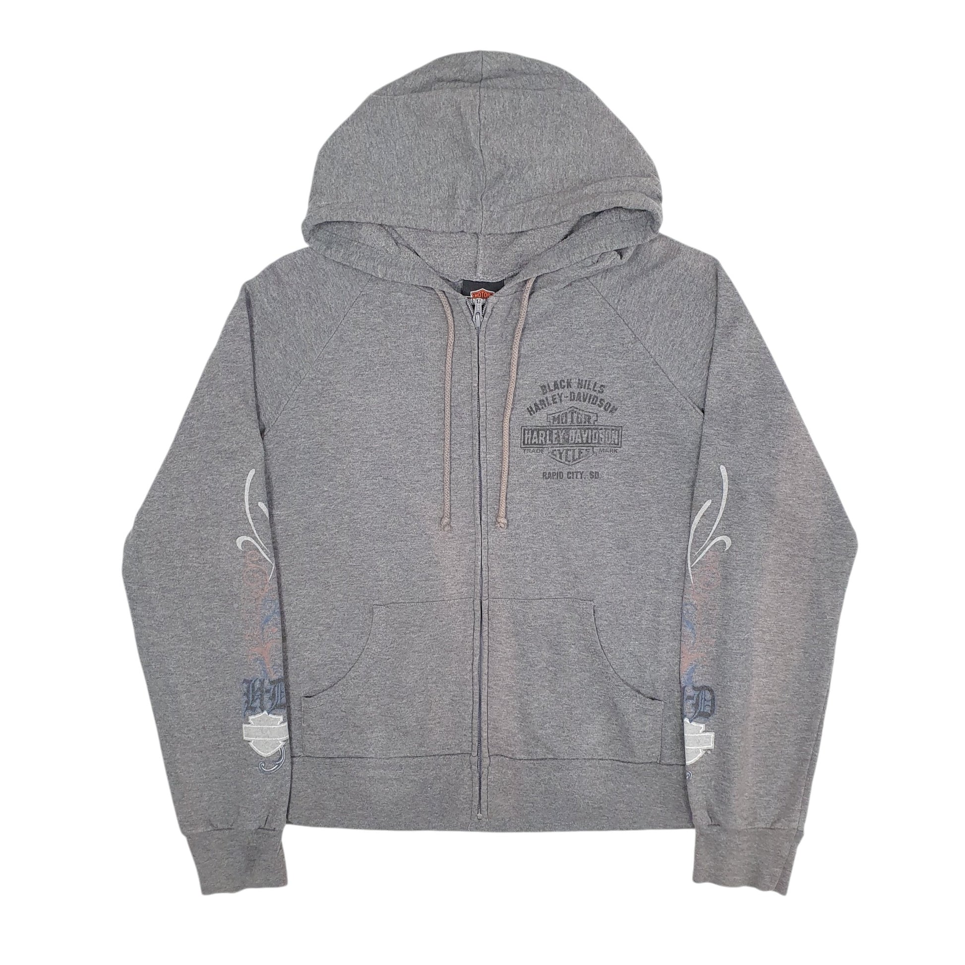Womens Harley Davidson Grey Full Zip Hoodie Jumper M – Bundl Clothing