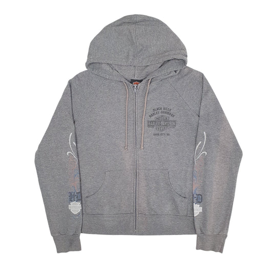 Womens Grey Harley Davidson Hoodie Full Zip Jumper