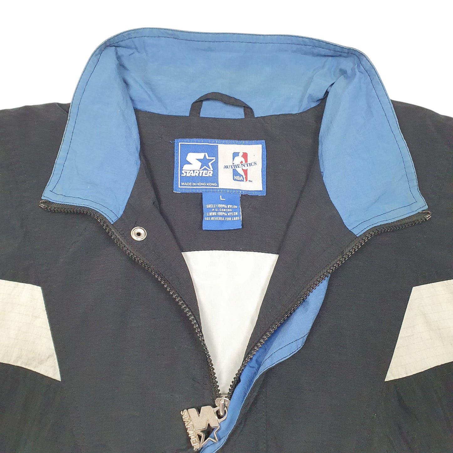 Mens Black Starter Vintage 90s Orlando Magic NBA Spellout Smock  Coat