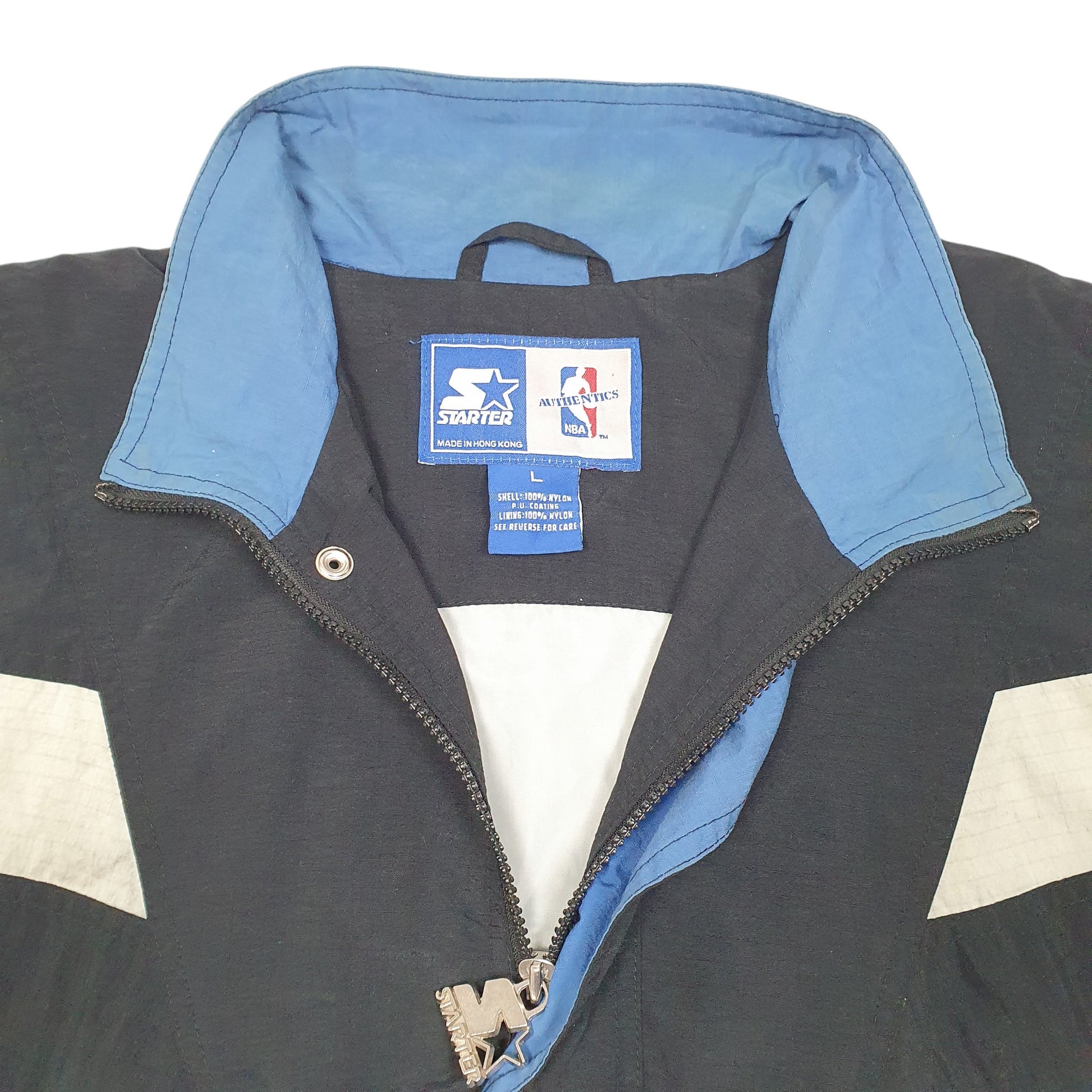 Mens Black Starter Vintage 90s Orlando Magic NBA Spellout Smock  Coat