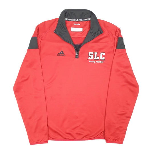 Mens Red Adidas Climalite Active Varsity Athletics Quarter Zip Jumper