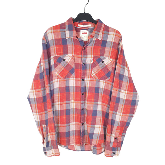 Mens Red Levis Flannel Trucker Lumberjack Long Sleeve Shirt