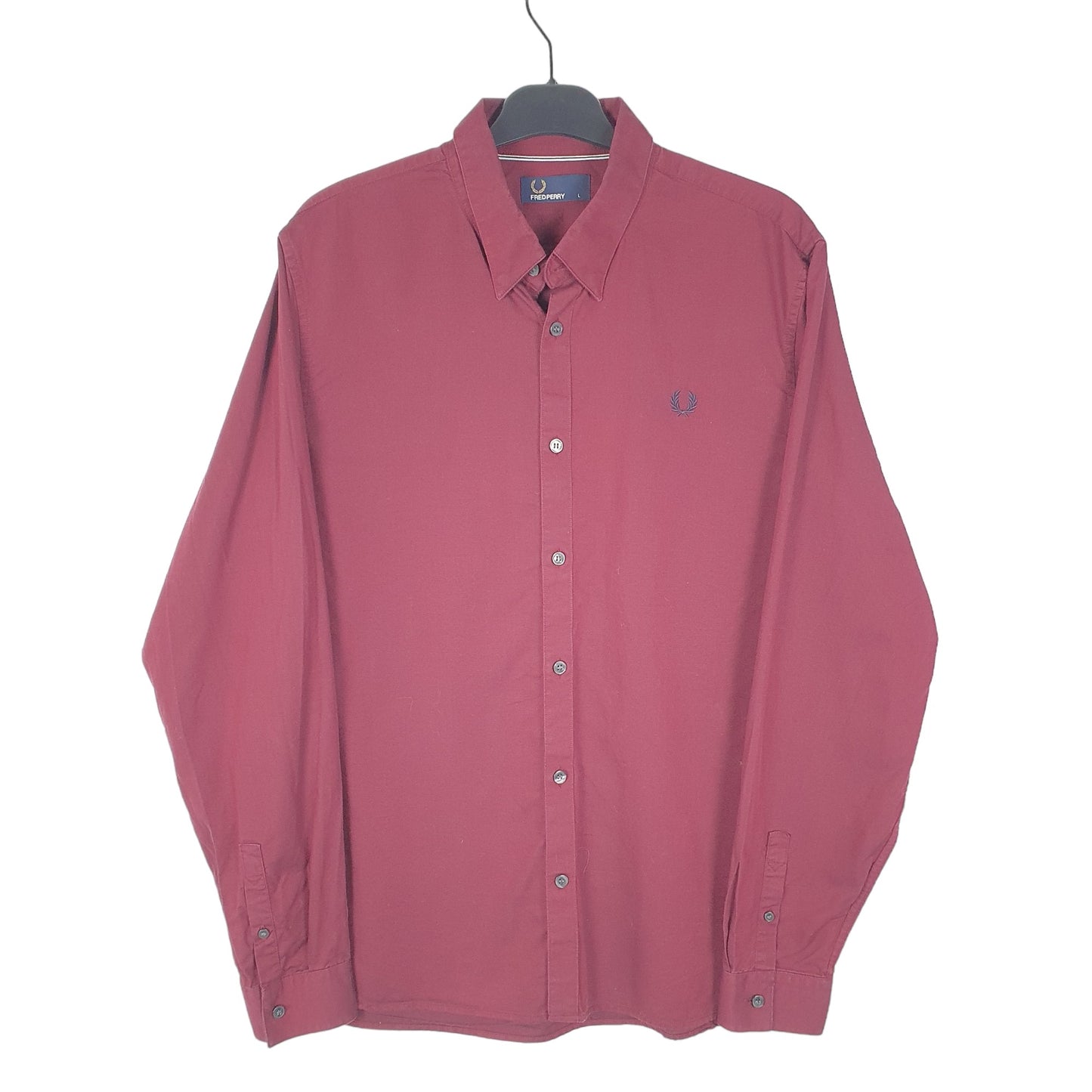 Mens Burgundy Fred Perry  Long Sleeve Shirt