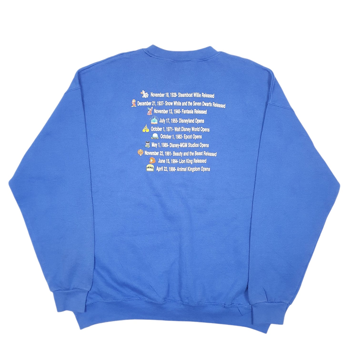 Mens Blue Disney Disneyland 100 Years Mickey Goofy Donald Crewneck Jumper