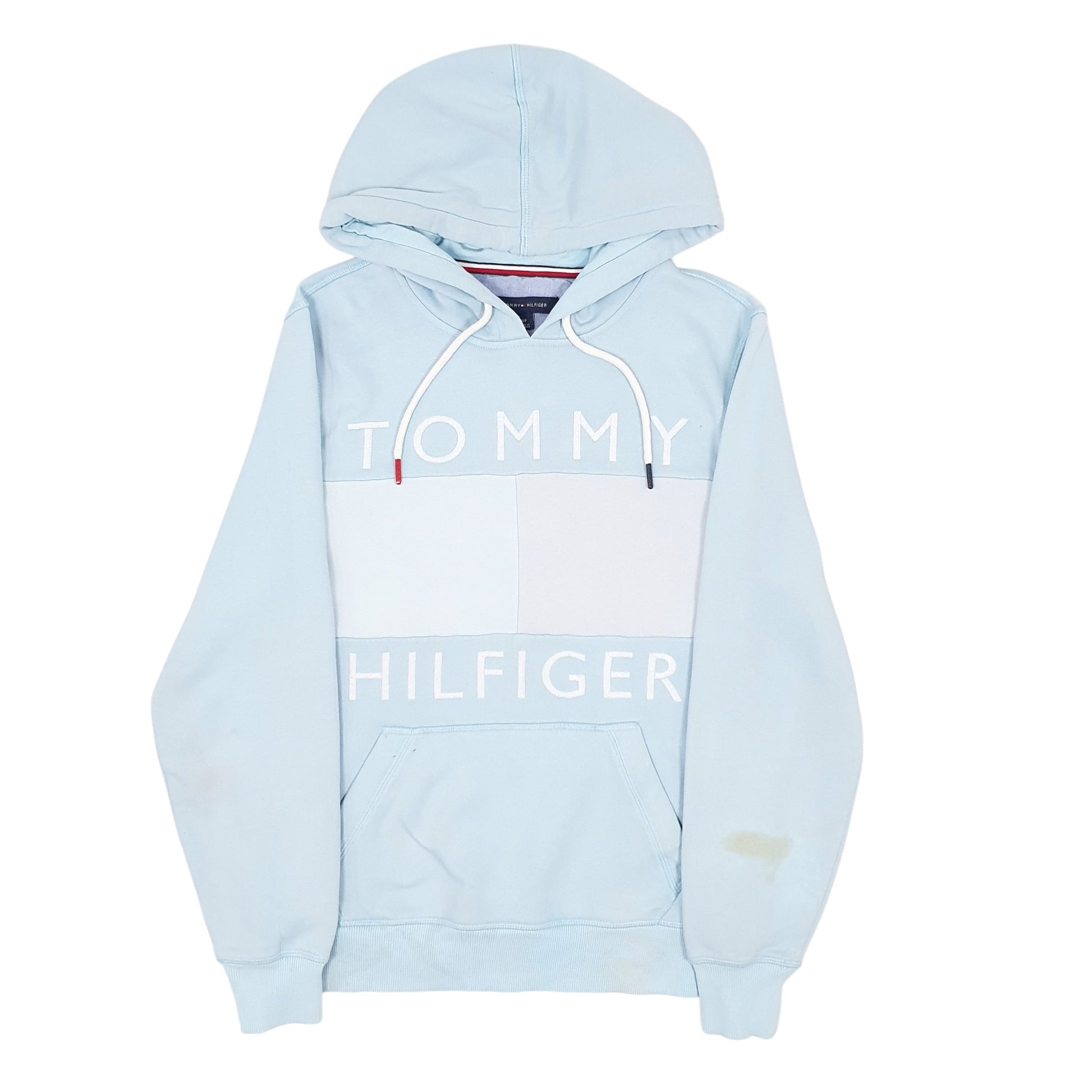 Mens Blue Tommy Hilfiger Spellout Hoodie Jumper