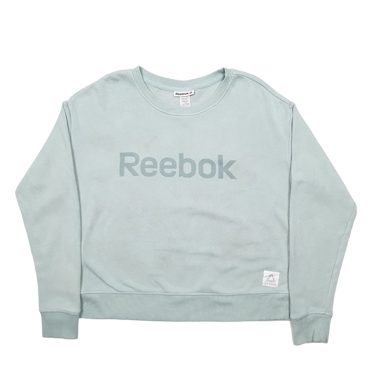 Womens Green Reebok Spellout Crewneck Jumper