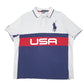 Mens Grey Polo Ralph Lauren USA Spellout Flag Short Sleeve Polo Shirt