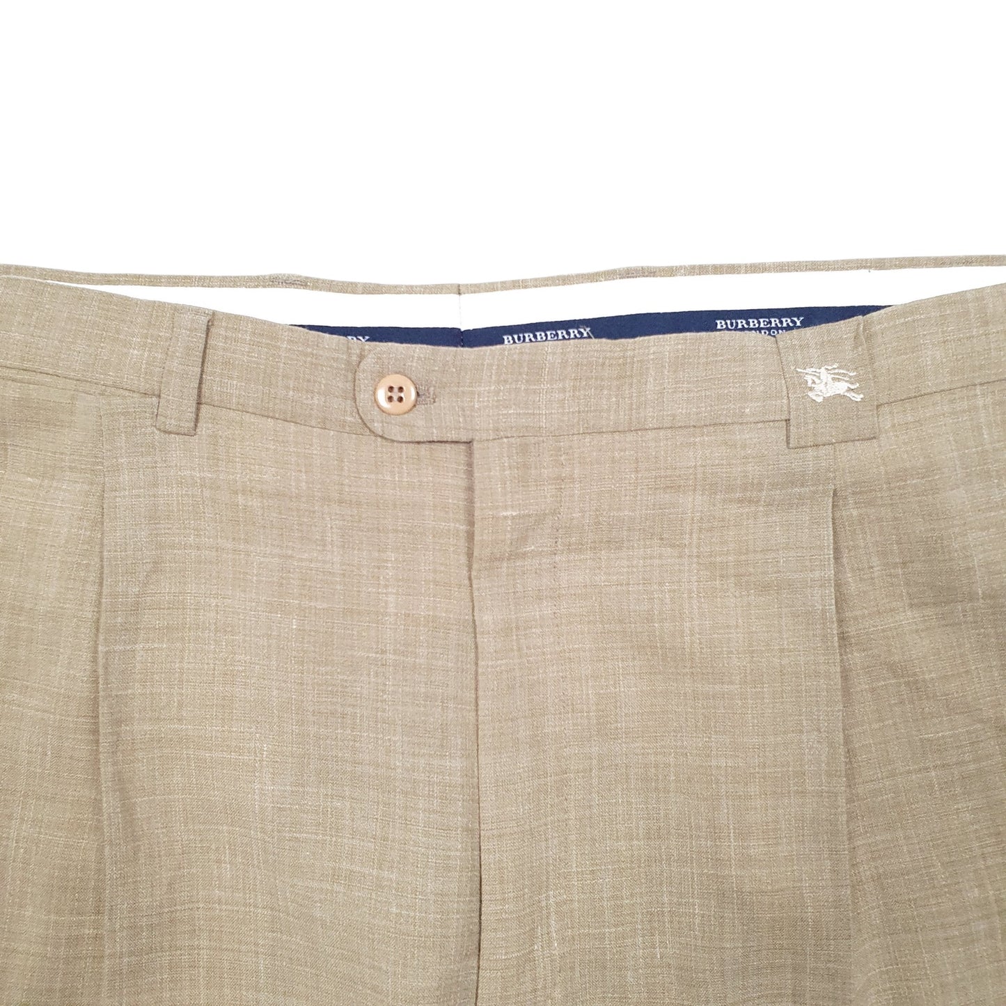 Mens Beige Burberry Hayden Double Pleated Chino Trousers