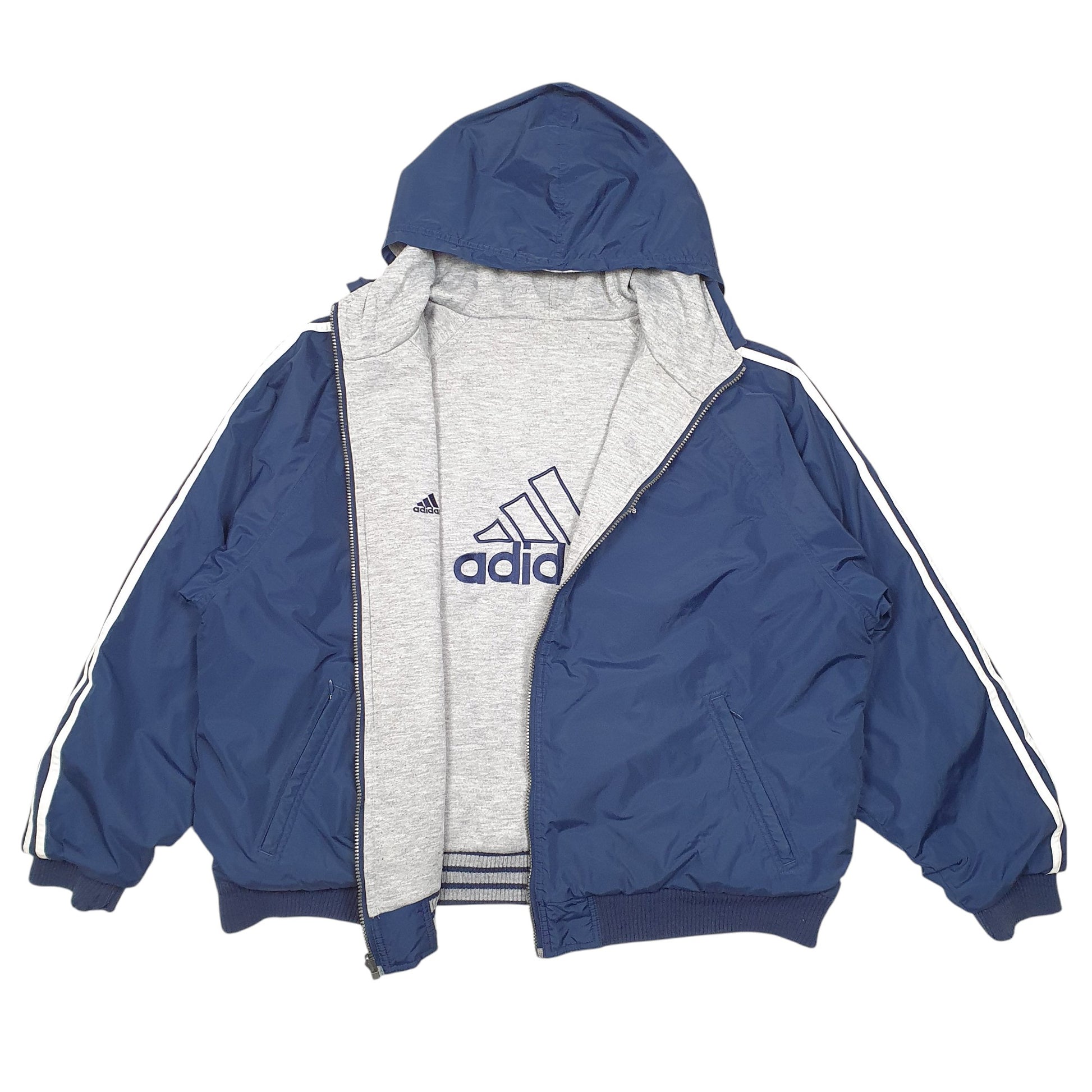 Mens Navy Adidas Hooded Reversable  Coat