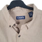Mens Beige Chaps Herringbone Twill HBT Overshirt Shacket Long Sleeve Shirt