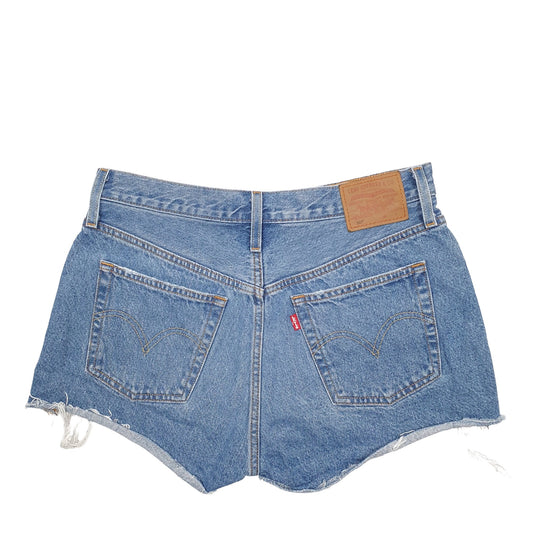Womens Blue Levis 501 Denim Jorts Distressed Denim Shorts