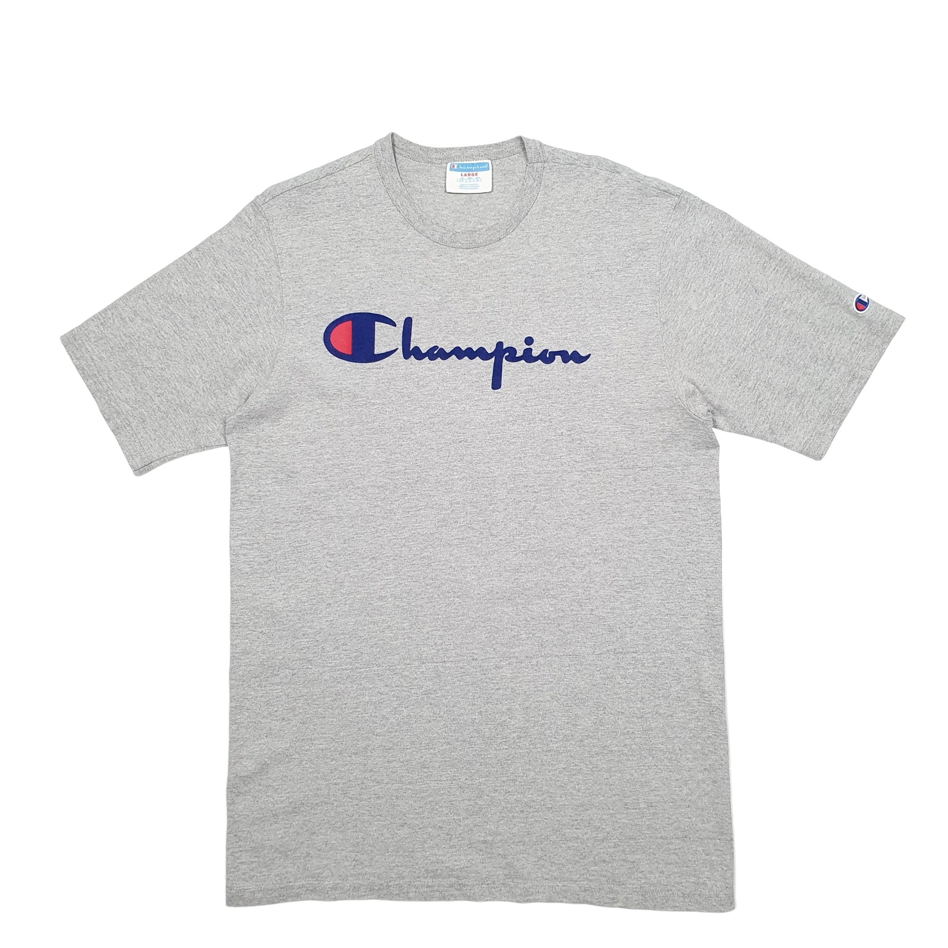 Mens Grey Champion Spellout Short Sleeve T Shirt
