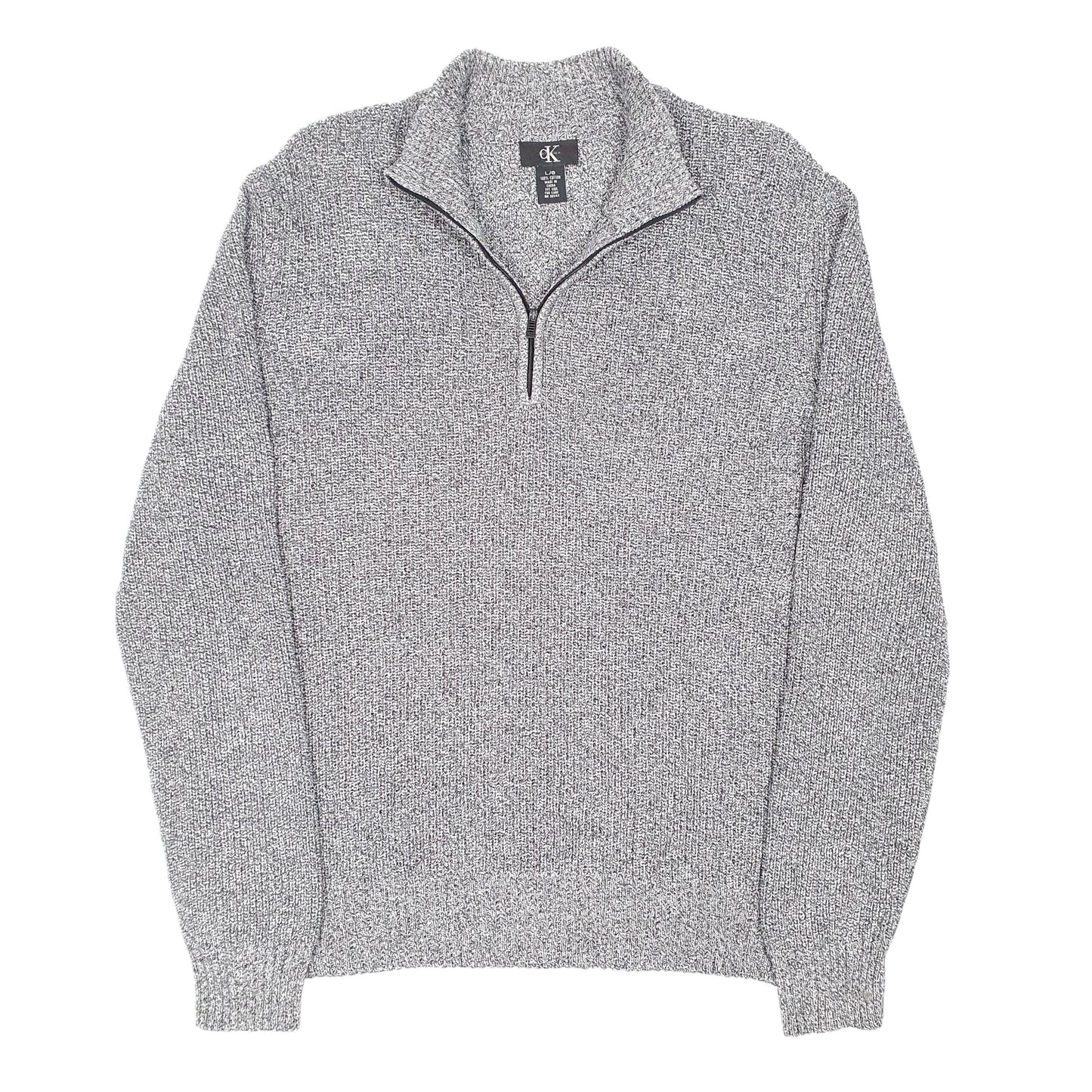 Mens Grey Calvin Klein Knit Quarter Zip Jumper