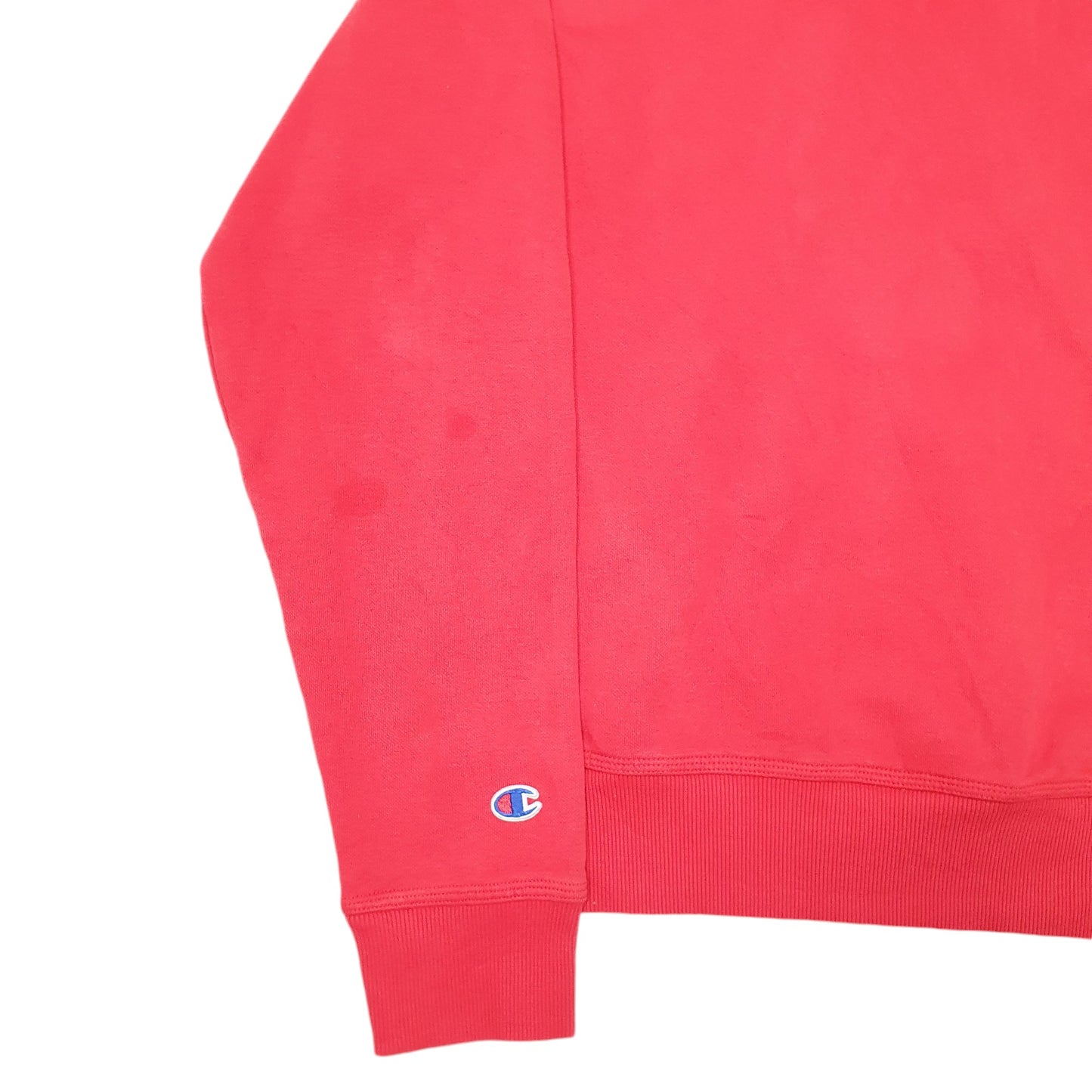 Mens Red Champion Script Hoodie Jumper