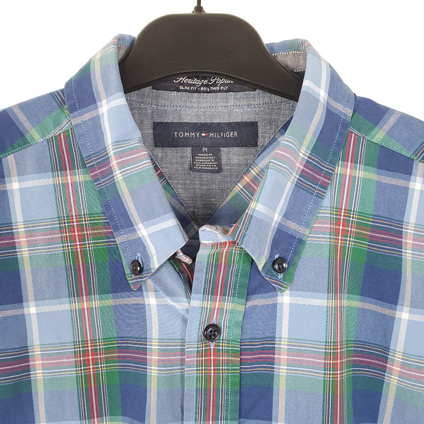 Mens Blue Tommy Hilfiger Heritage Poplin 80s 2 Ply Long Sleeve Shirt