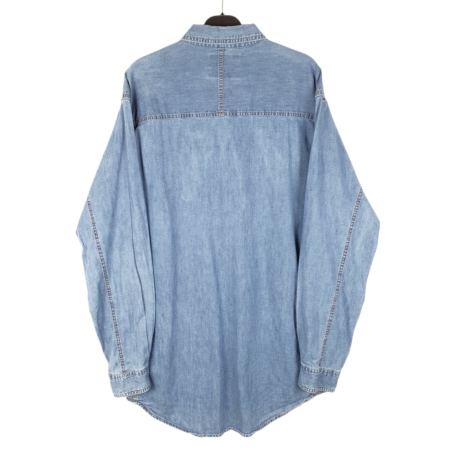 Mens Blue Wrangler Denim Jeans Riggs Workwear Chambray Long Sleeve Shirt