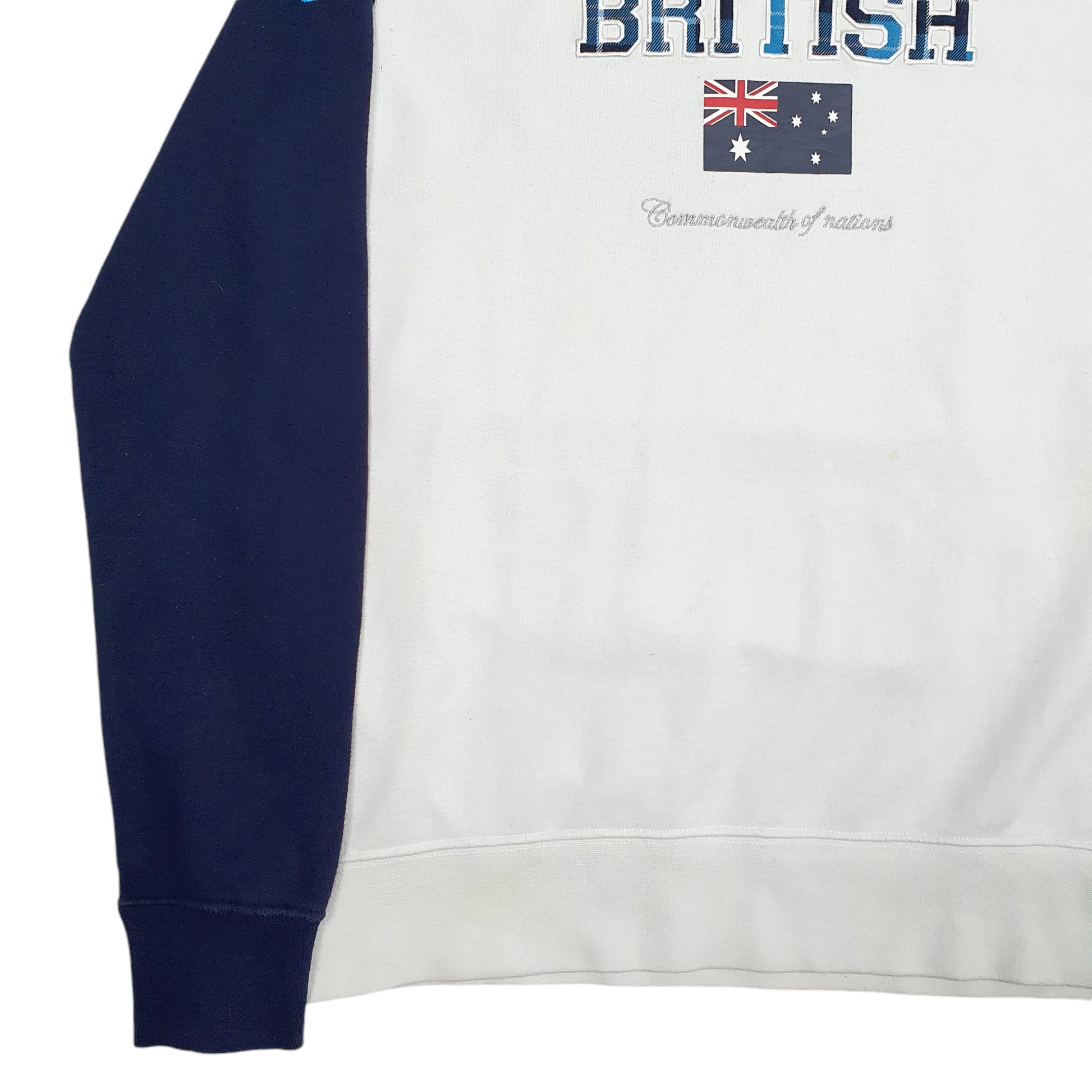 Mens White Kappa British Spellout Crewneck Jumper