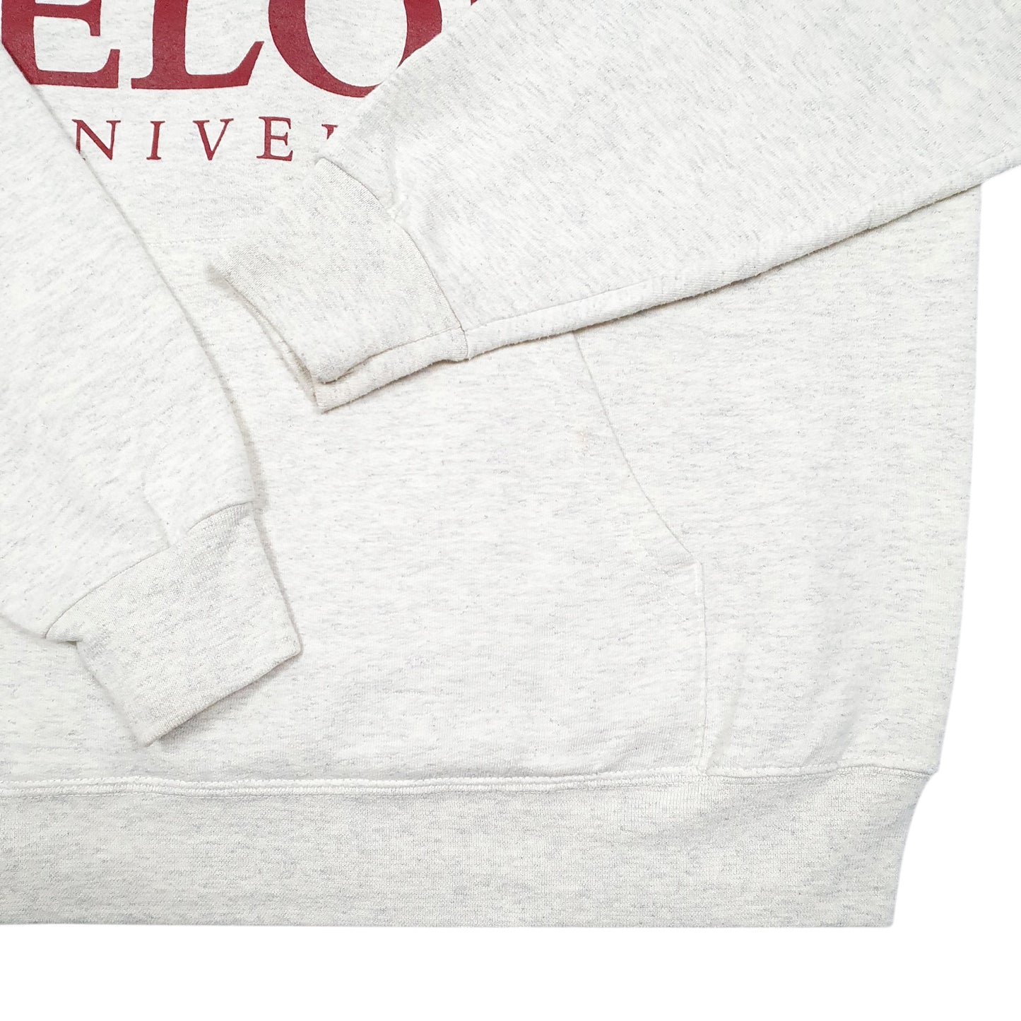 Mens Cream Champion Elon University USA Spellout Hoodie Jumper