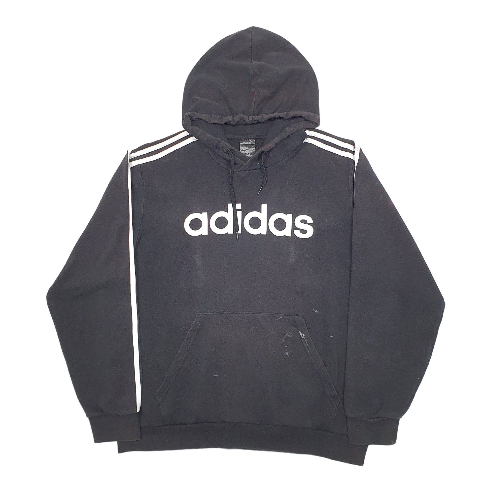 Mens Black Adidas Spellout Hoodie Jumper