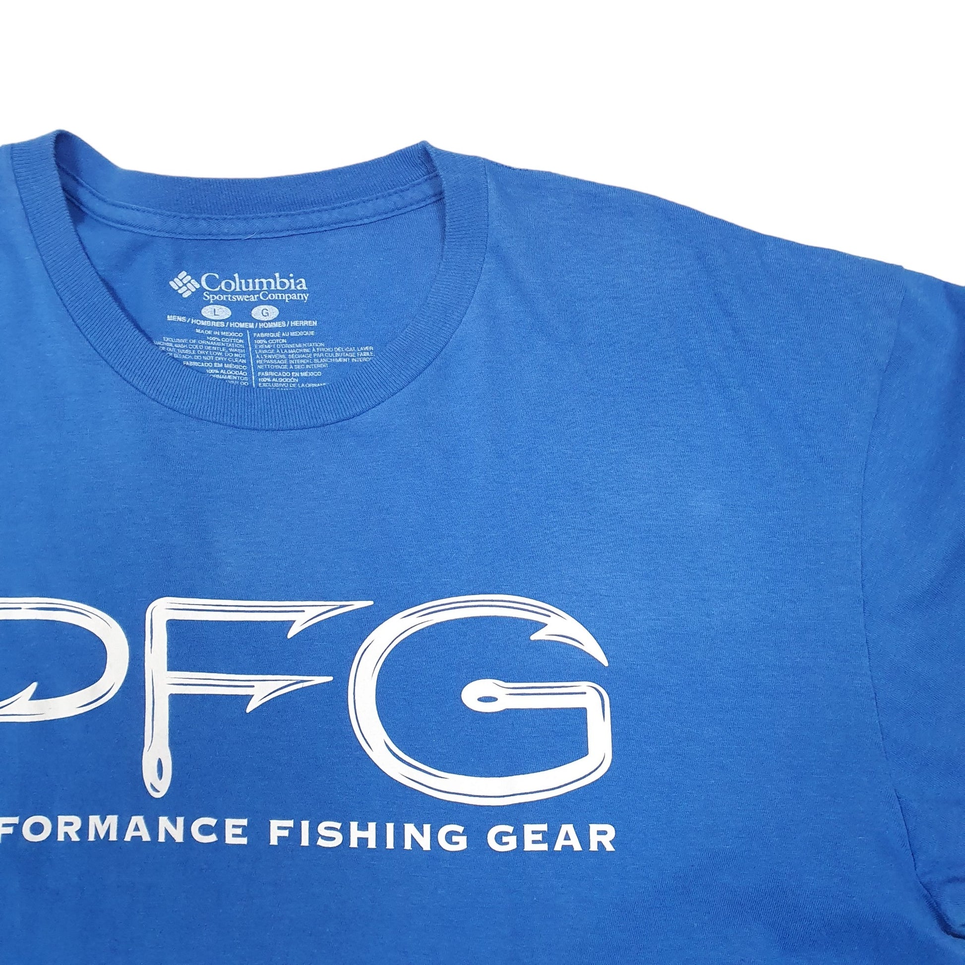 Mens Blue Columbia Sportswear PFG Fishing Short Sleeve T Shirt