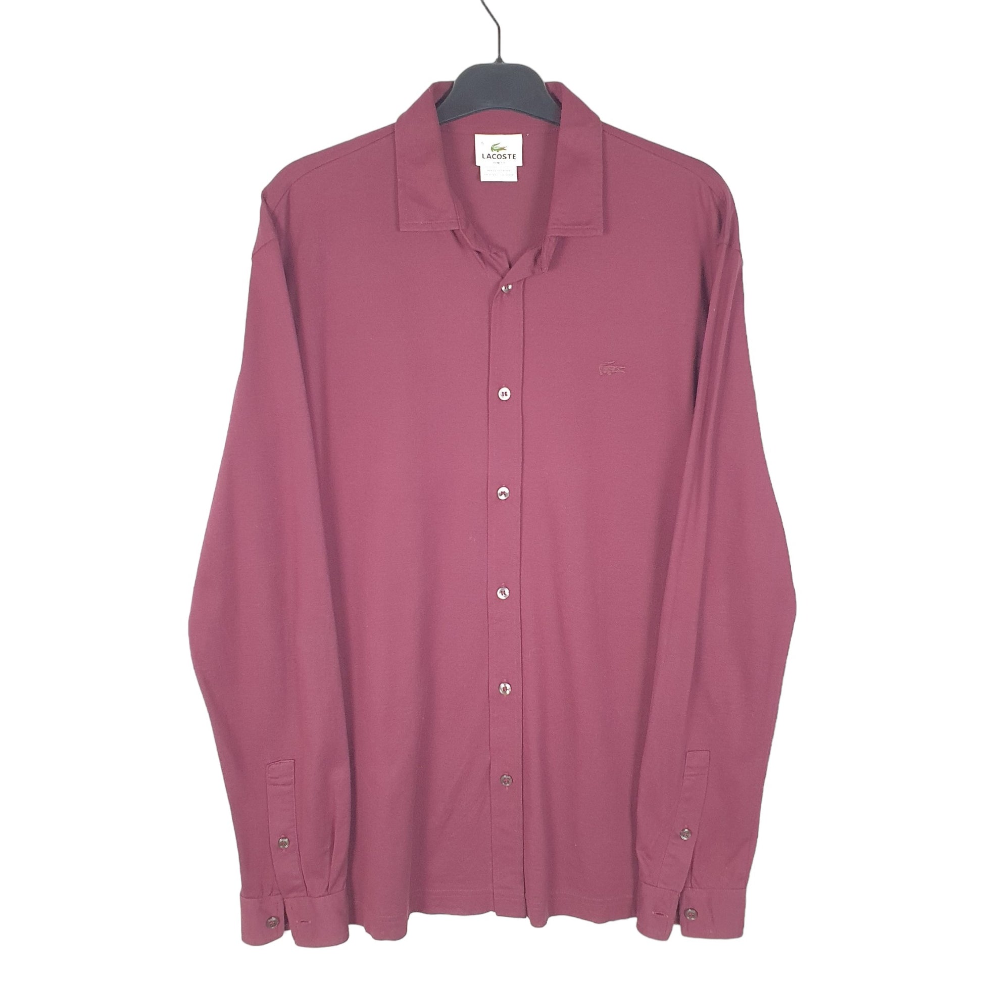 Mens Burgundy Lacoste  Long Sleeve Shirt