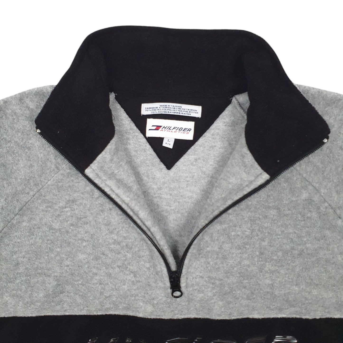 Mens Grey Tommy Hilfiger Vintage 90s Spellout Quarter Zip Jumper