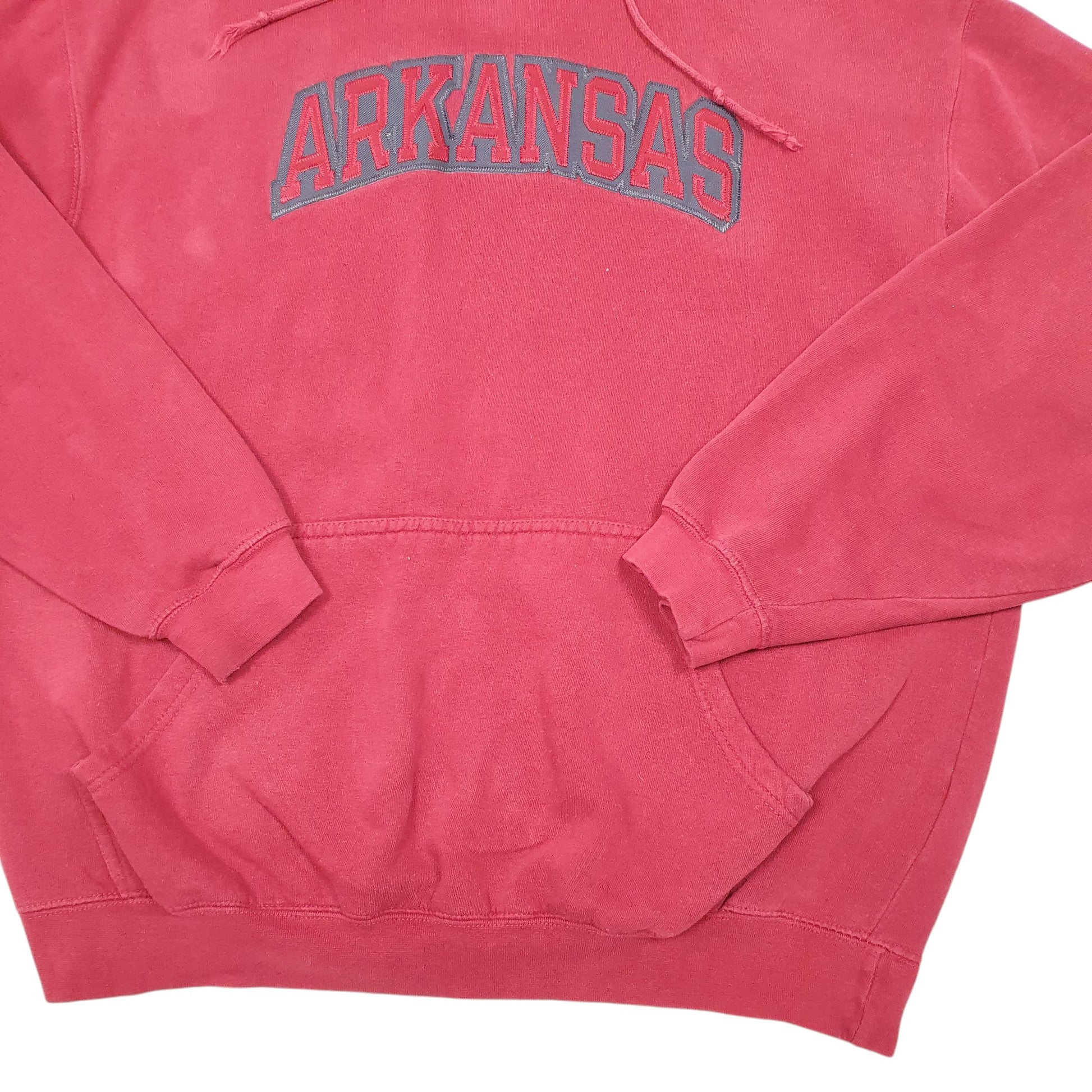 Mens Red Starter Arkansas USA Spellout Hoodie Jumper