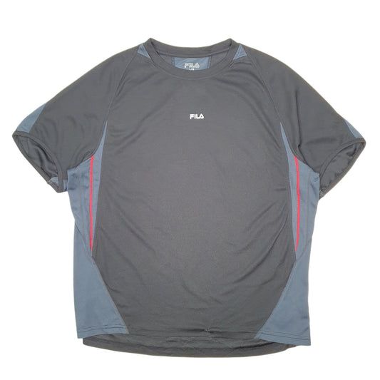 Mens Black Fila Active Workout Gym Short Sleeve T Shirt