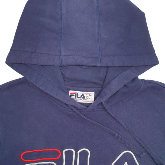 Mens Navy Fila Spellout Hoodie Jumper