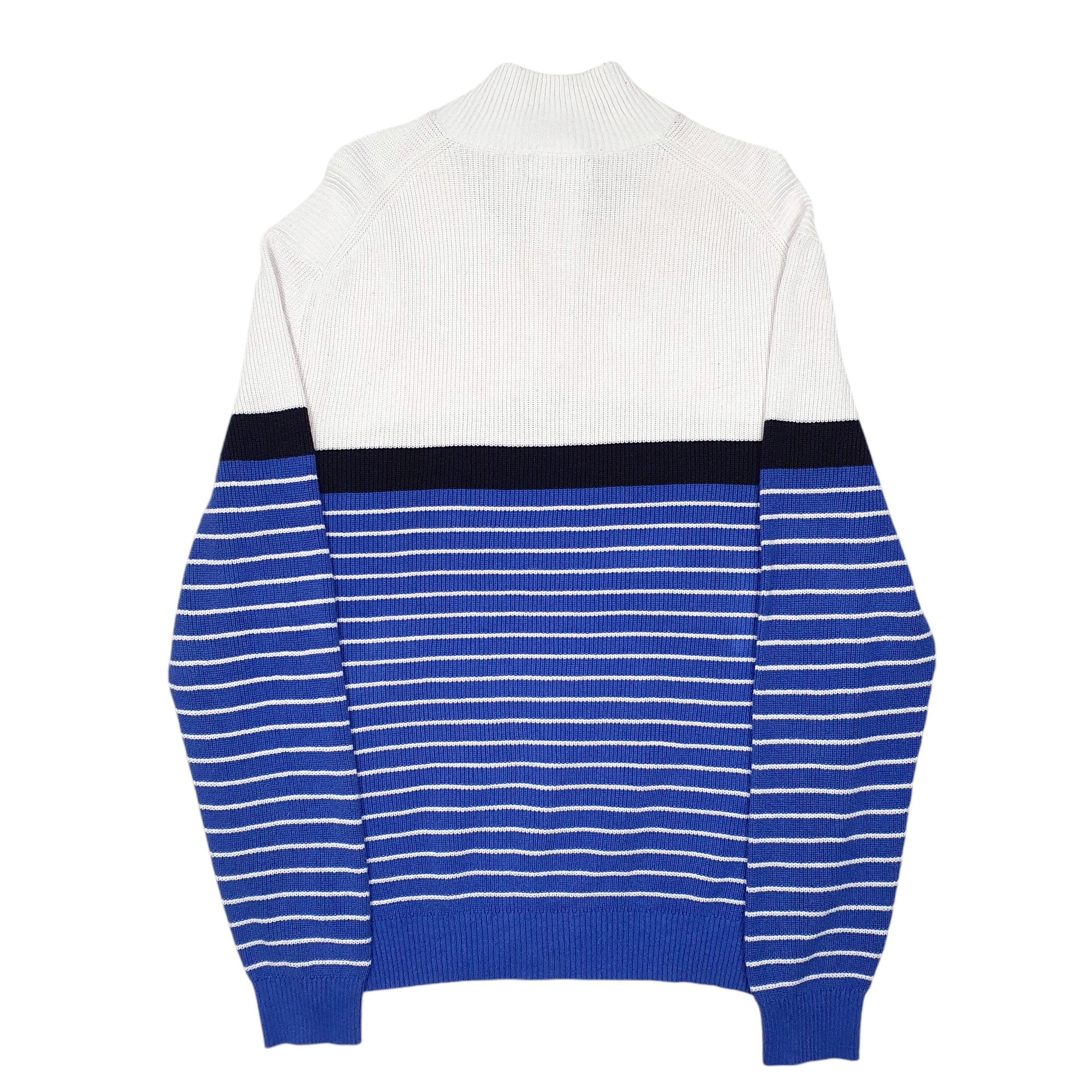 Mens Nautica Blue Quarter Zip Knit Button Striped Jumper L – Bundl