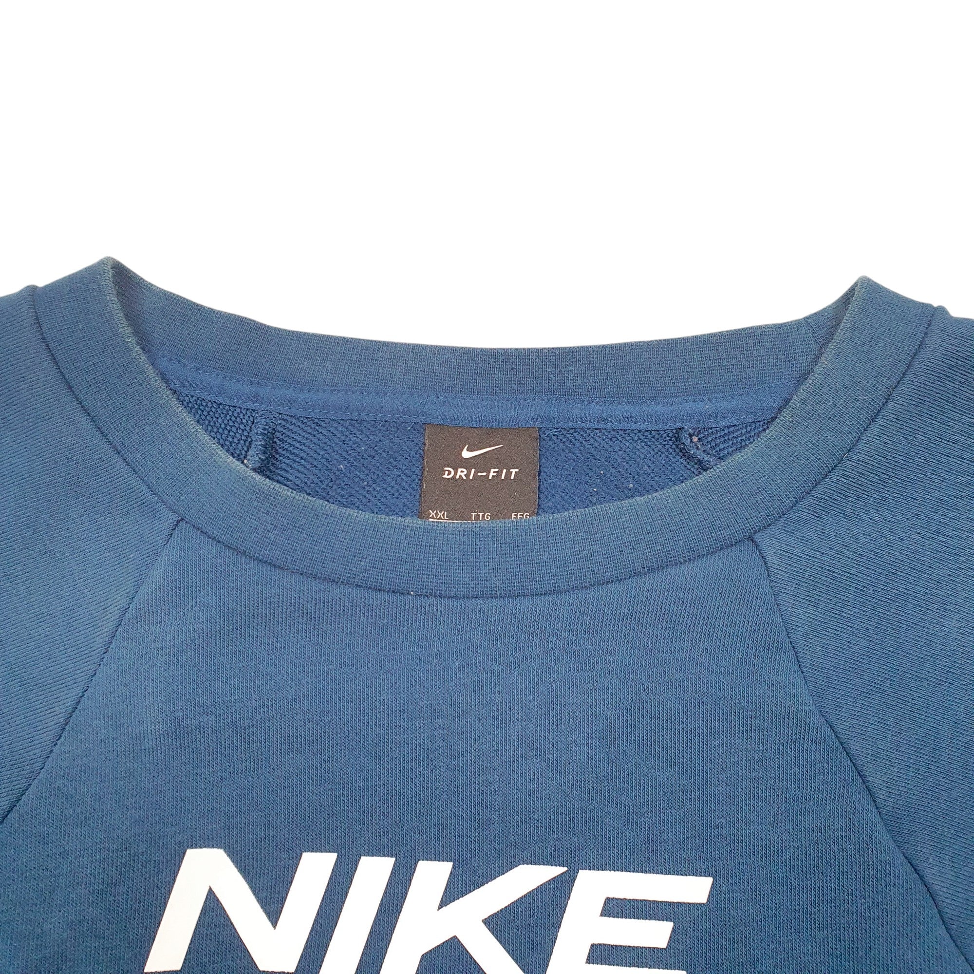 Womens Nike Navy Crewneck Spellout Gym Workout Cropped Dri Fit Jumper XXL Bundl Clothing