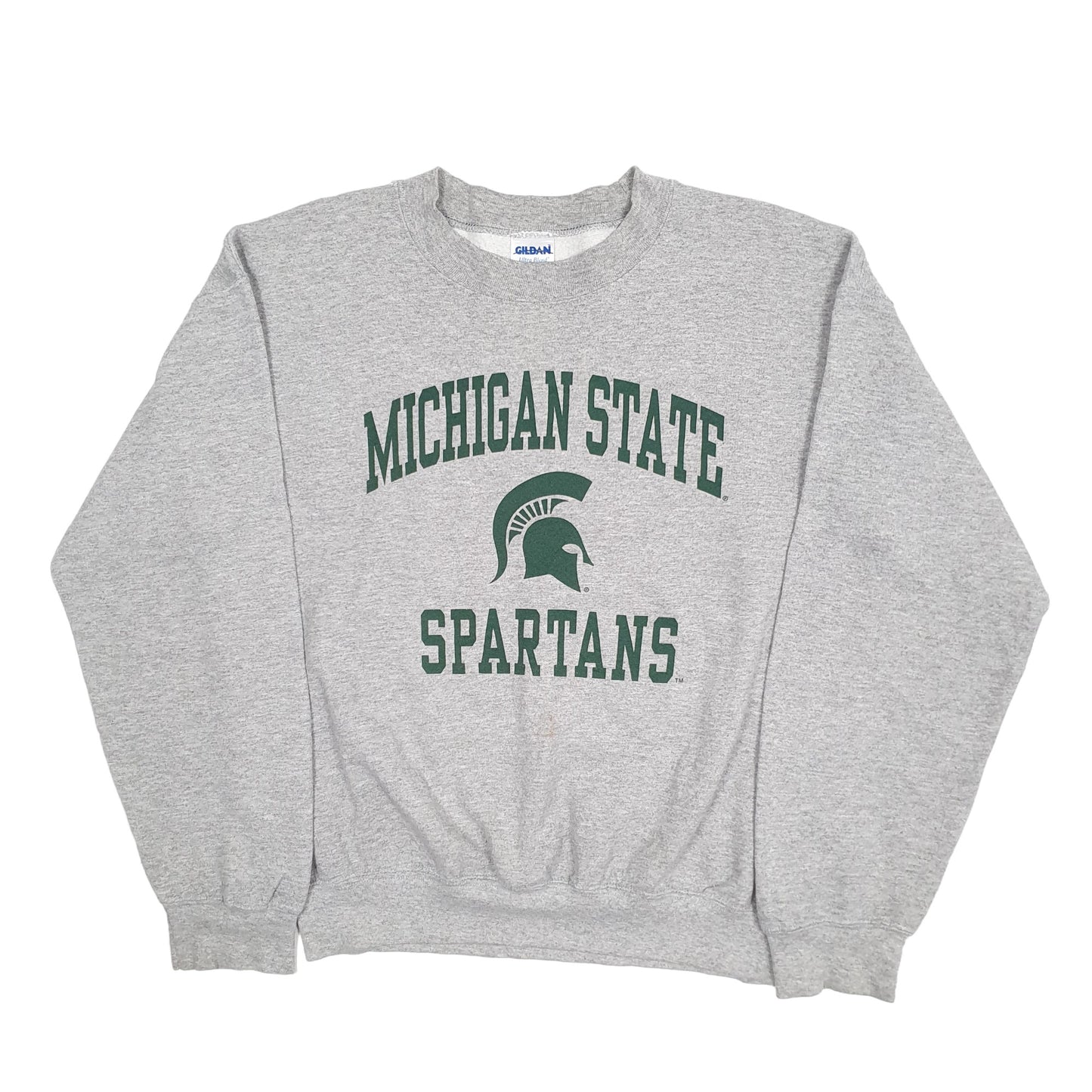 Mens Grey Gildan USA College Michigan State Spartans Crewneck Jumper