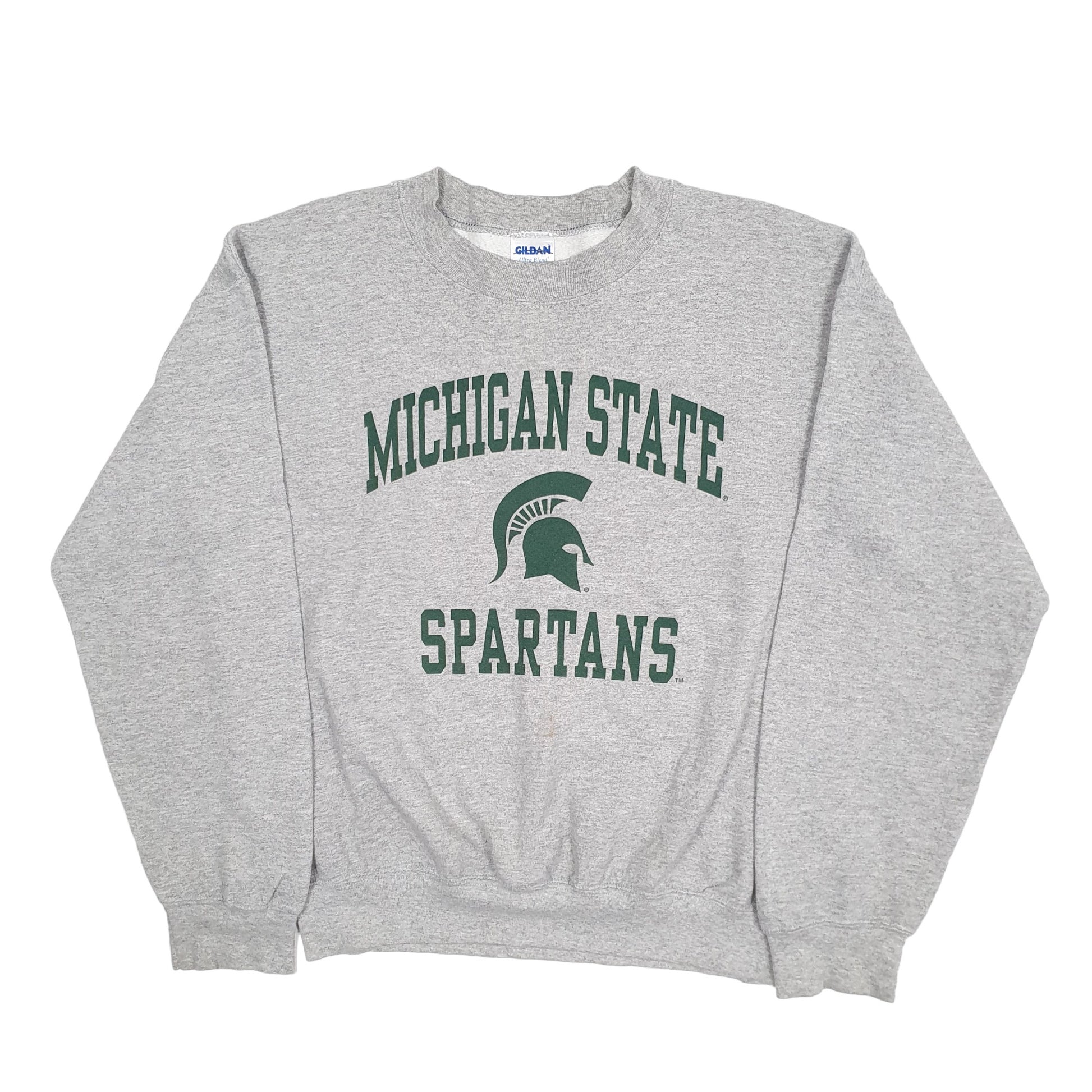 Mens Grey Gildan USA College Michigan State Spartans Crewneck Jumper