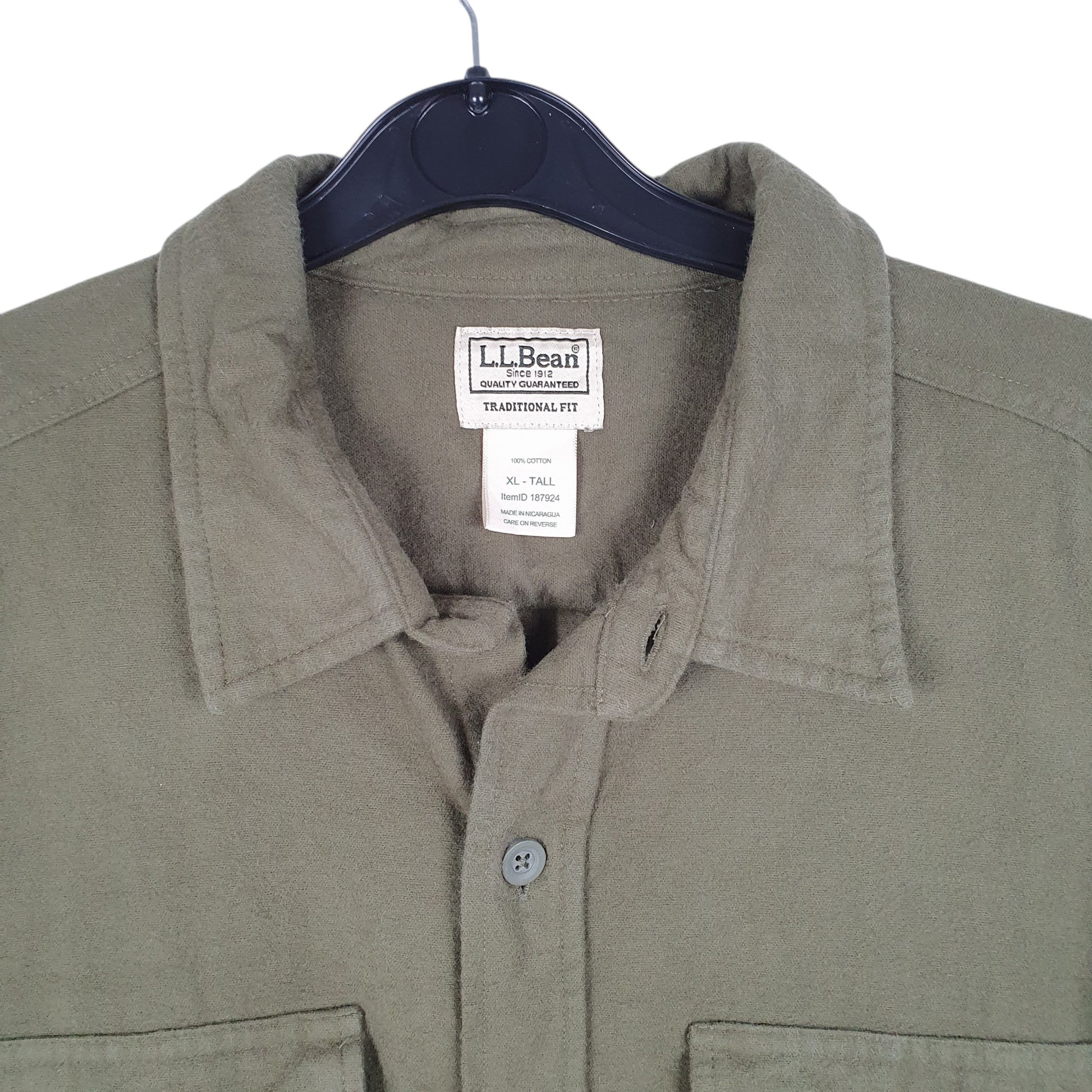 Mens Green L.L.Bean Tall Chamois Overshirt Shacket Long Sleeve Shirt