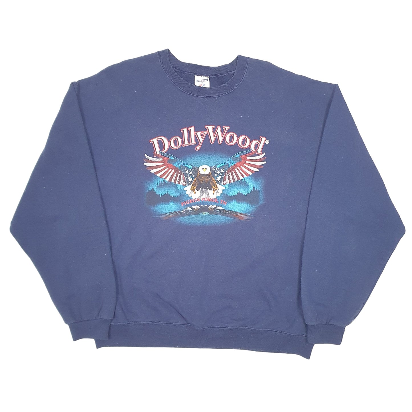 Mens Navy Jerzees Vintage Dollywood Dolly Parton USA TN Eagle Crewneck Jumper