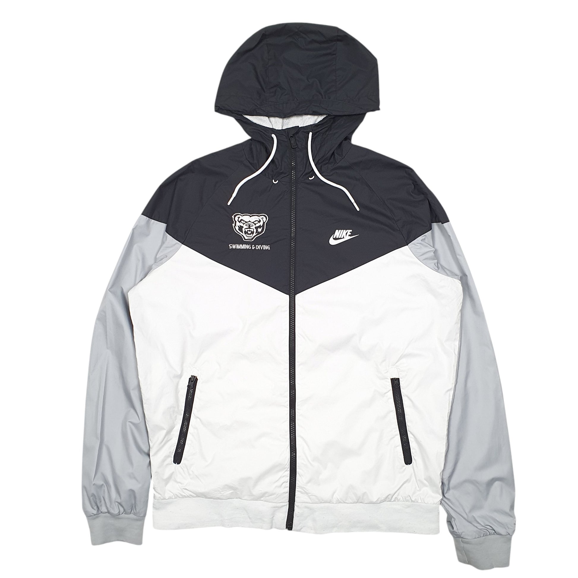 Mens White Nike Windrunner Bears Swimming & Diving Full Zip Coat