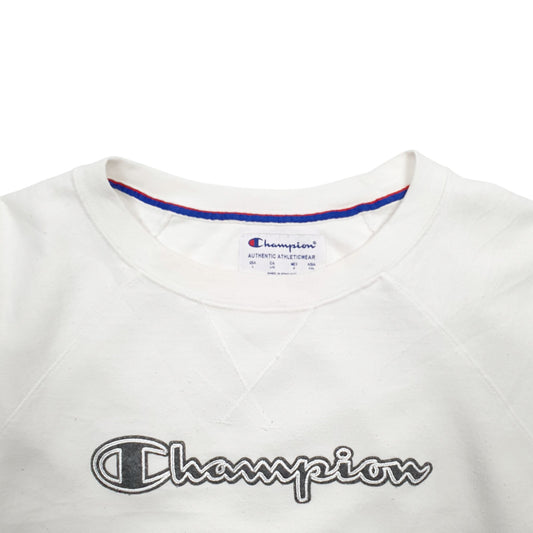 Womens White Champion Spellout Crewneck Jumper