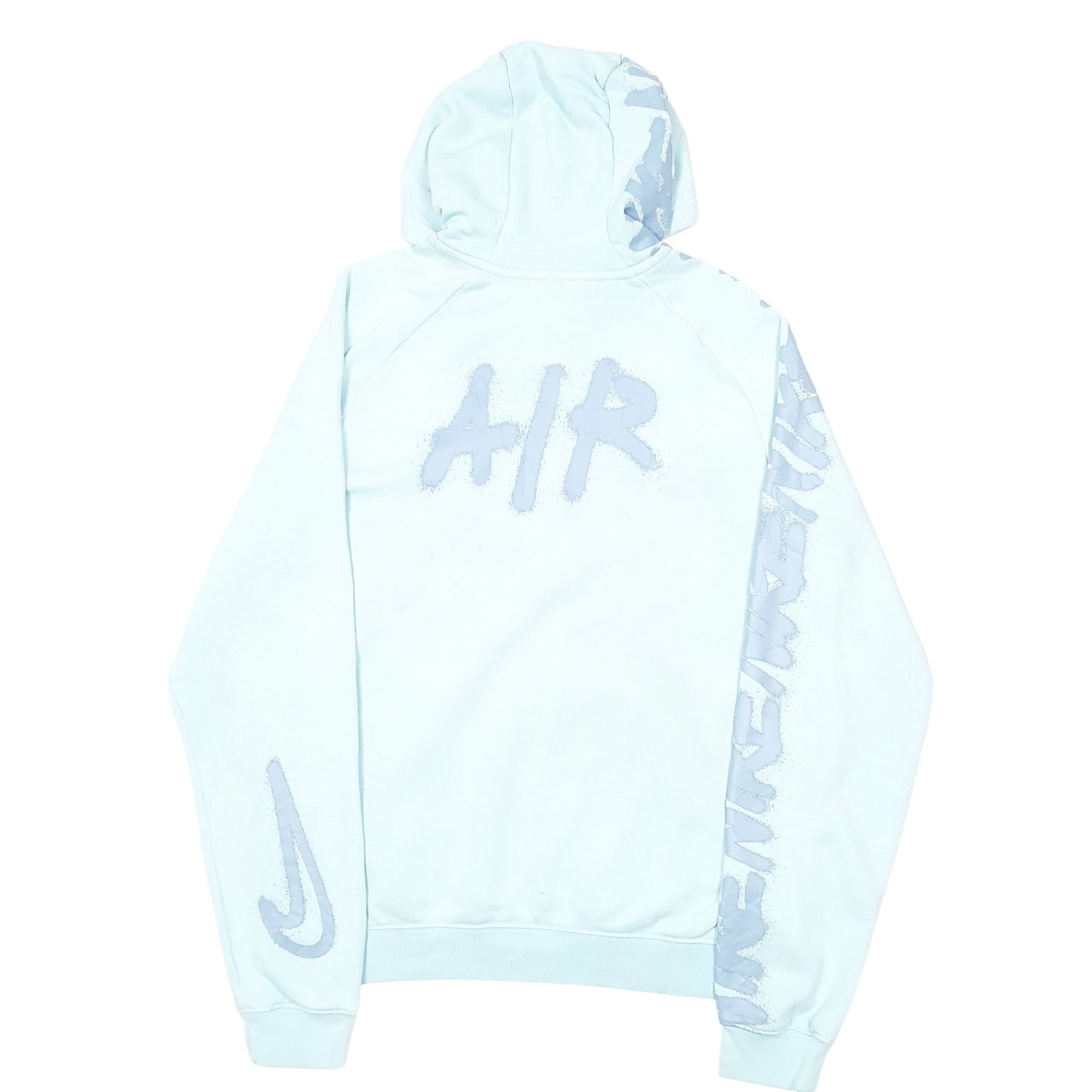 Mens Blue Nike Air Spray Paint Spellout Hoodie Jumper