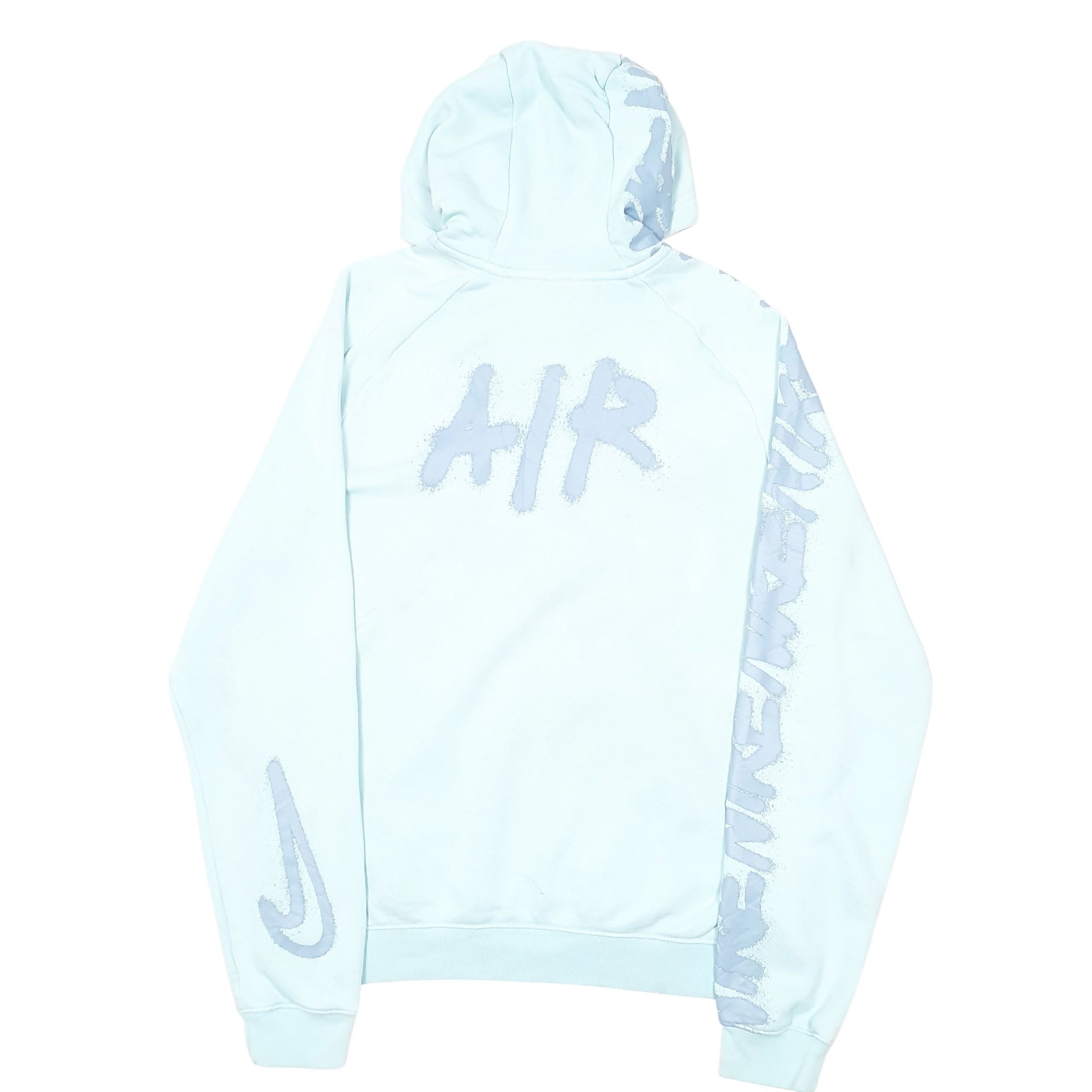 Mens Blue Nike Air Spray Paint Spellout Hoodie Jumper