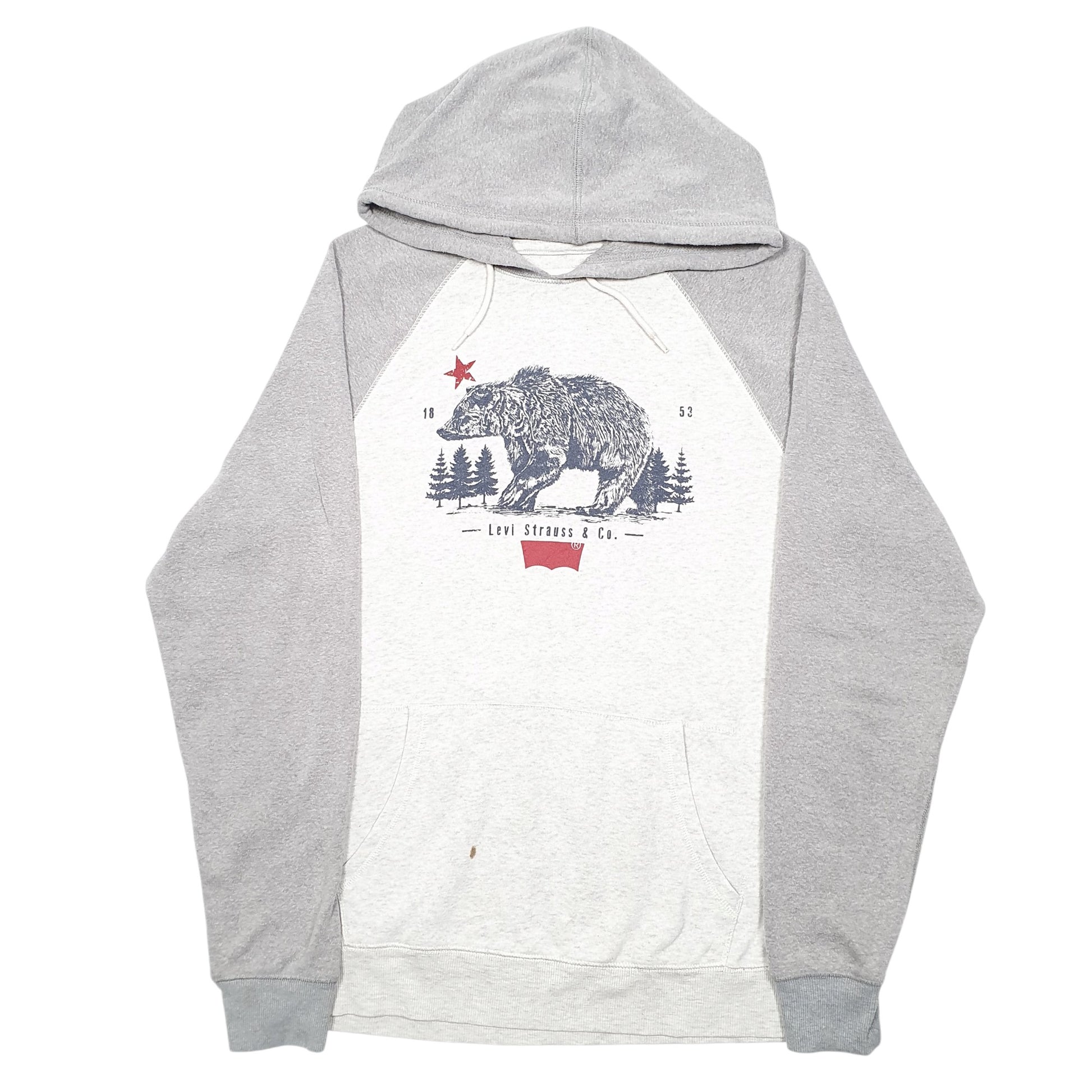 Mens Grey Levis California Republic Grizzly Bear Hoodie Jumper