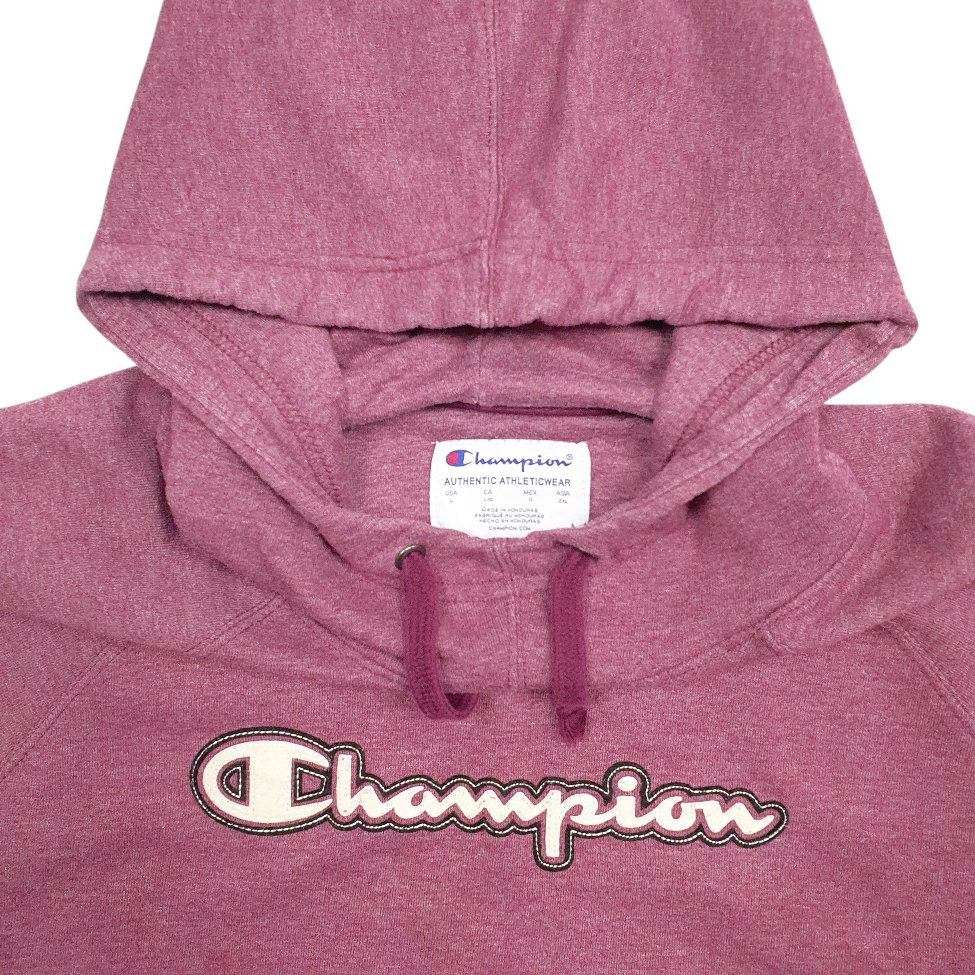 Womens Burgundy Champion Spellout Hoodie Jumper