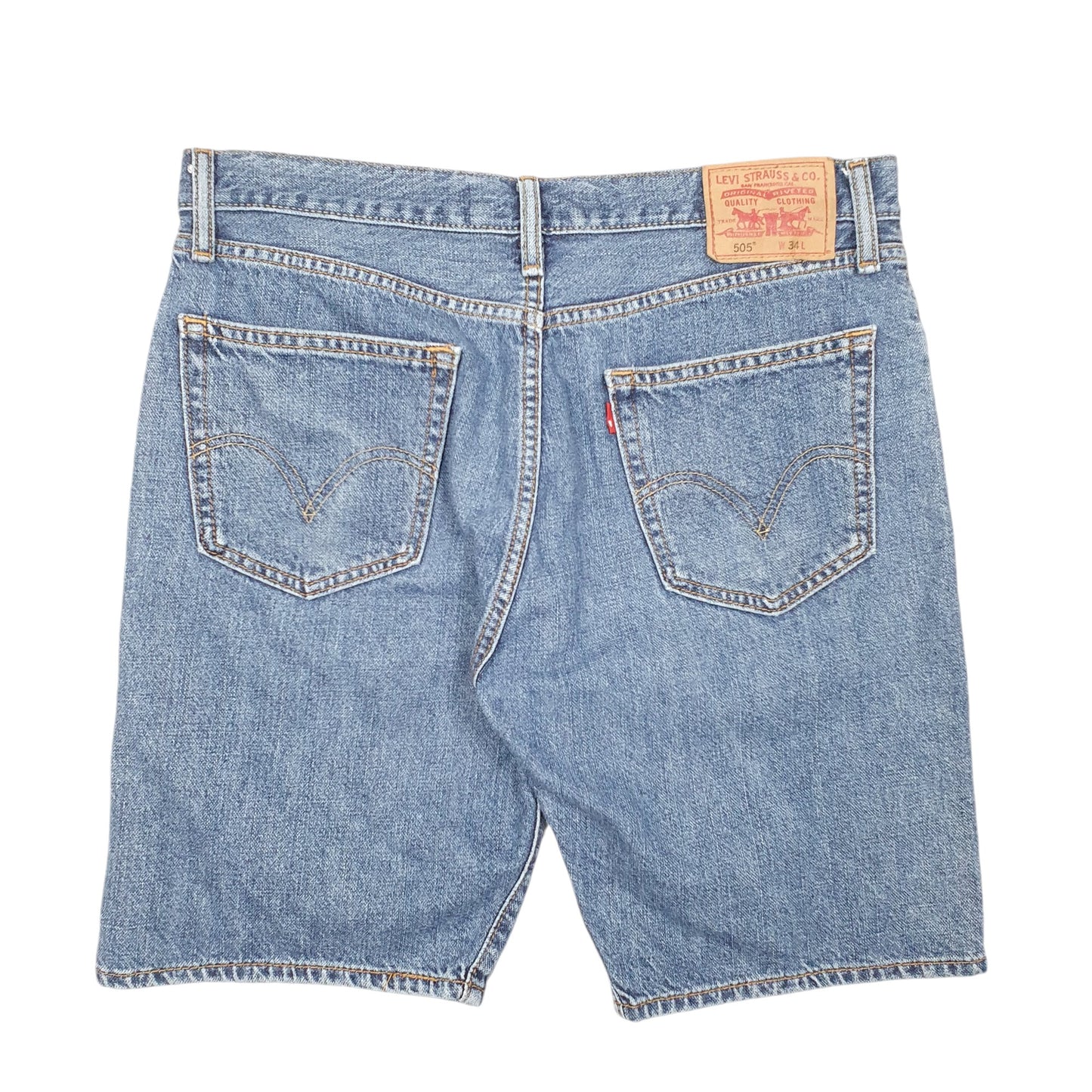 Mens Blue Levis Denim Jeans Jorts 505 straight Denim Shorts