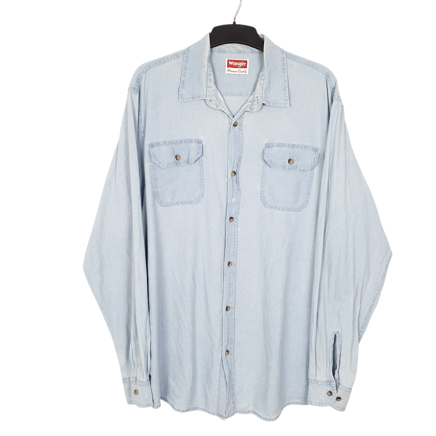 Mens Blue Wrangler Tall Chambray Long Sleeve Shirt