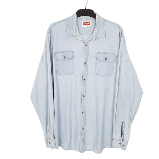 Mens Blue Wrangler Tall Chambray Long Sleeve Shirt